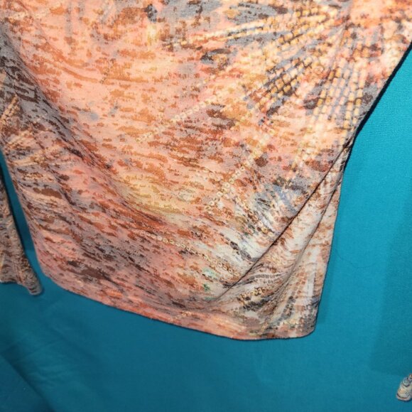 Prana Womens Long Sleeve V-Neck Top Medium Orange/White Abstract Print - Picture 12 of 12